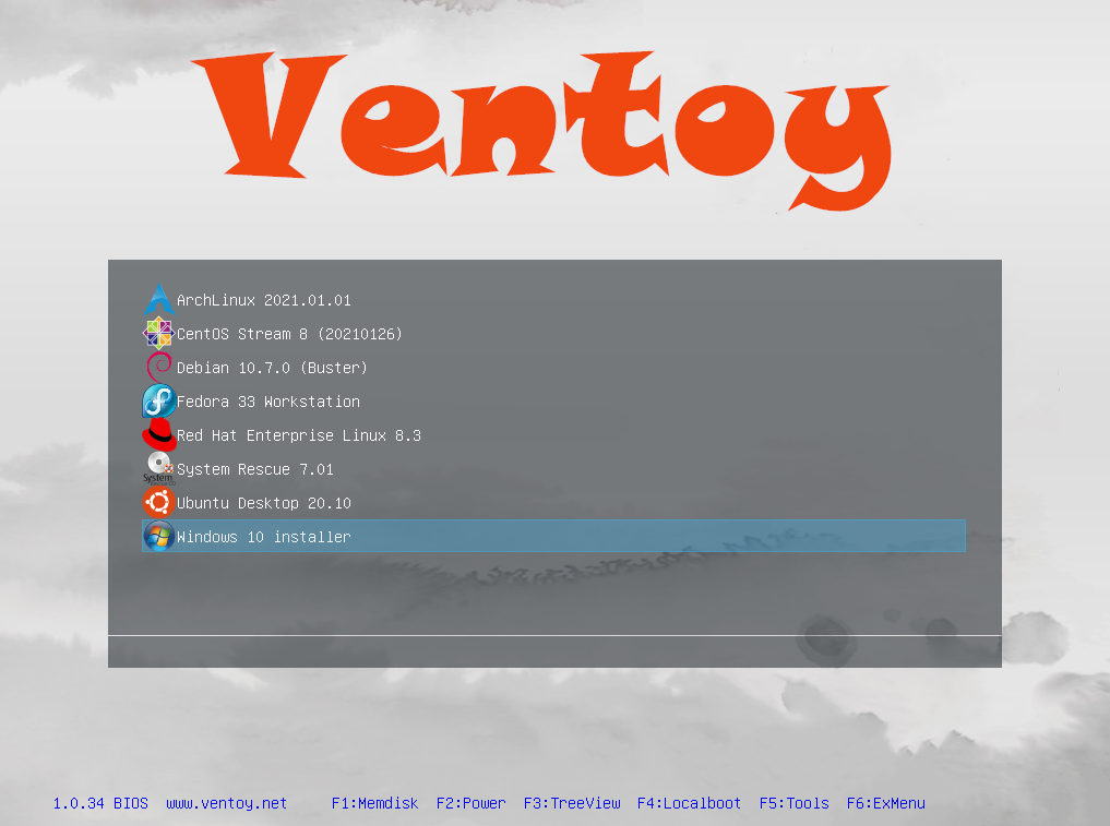 My Ventoy boot menu with icons